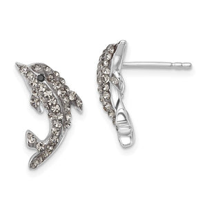 Crystal Dolphin Post Earrings