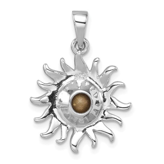 Sterling Silver Aqua Crystal Sun-Burst Pendant